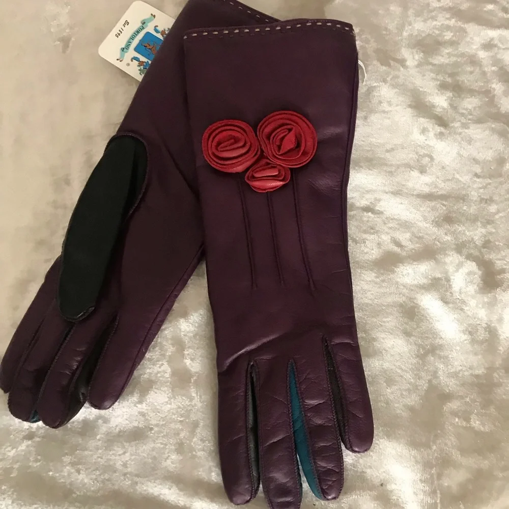 Portolano Rosebud Multi Colored Leather Gloves